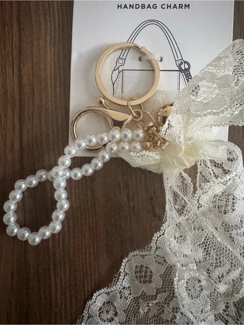 bp Cream Lace & Pearl Handbag Charm